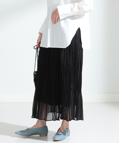 Ray BEAMS（レイビームス）の「Ray BEAMS / シアー ワッシャー プリーツ スカート（スカート・レディース・ブラック/ベージュ・ONE SIZE）」の7枚目の写真