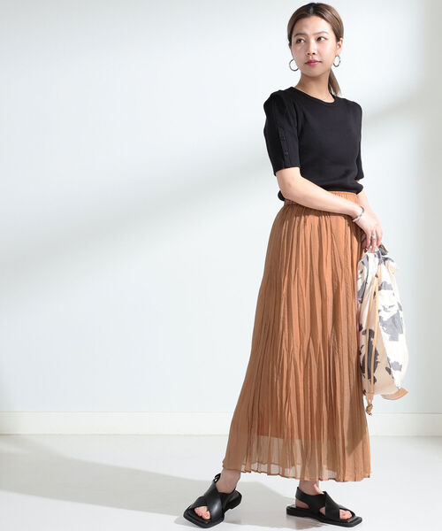 Ray BEAMS（レイビームス）の「Ray BEAMS / シアー ワッシャー プリーツ スカート（スカート・レディース・ブラック/ベージュ・ONE SIZE）」の13枚目の写真