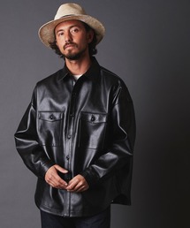 TWENTYSEVEN:FAKE LEATHER CPO SHIRT BLOUSON フェイク レザー CPOシャツブルゾン