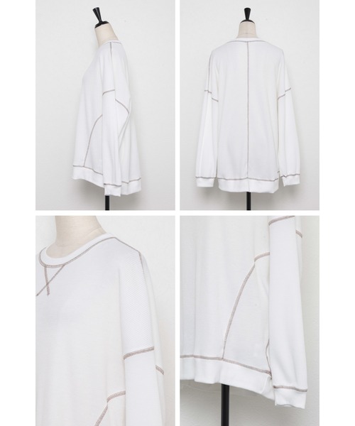 Bonjour Sagan(ボンジュールサガン)の「ワッフル配色ステッチプルオーバー(Tシャツ/カットソー・レディース・ブラック/オフホワイト・FREE)」の10枚目の写真