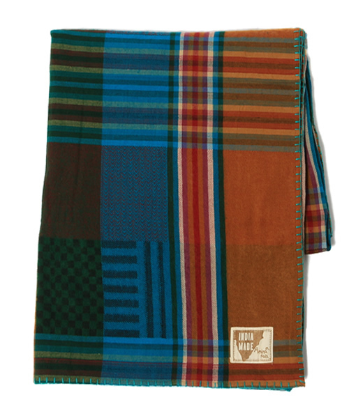 チャイハネ(チャイハネ)の「【チャイハネ】チェック柄アクリルマルチカバー(ブランケット・レディース・ネイビー/ピンク/オレンジ/ブルー/レッド/グリーン/パープル/ブラウン/カラフル・FREE)」の5枚目の写真