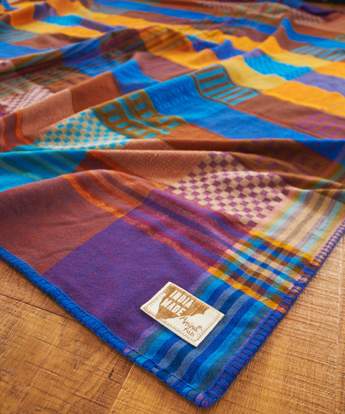 チャイハネ(チャイハネ)の「【チャイハネ】チェック柄アクリルマルチカバー(ブランケット・レディース・ネイビー/ピンク/オレンジ/ブルー/レッド/グリーン/パープル/ブラウン/カラフル・FREE)」の15枚目の写真