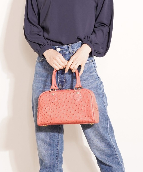 sankyo shokai(サンキョウショウカイ)の「オーストリッチハンドバッグボストンタイプ(ハンドバッグ・レディース・バイオレット/ピンク/ブルー/イエロー・FREE)」の6枚目の写真