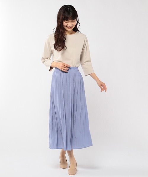 Petit Honfleur(プチオンフルール)の「オーガニックコットンボートネックTシャツ(Tシャツ/カットソー・レディース・ベージュ/ブルー/ピンク/グリーン/チャコールグレー/ホワイト・M/L)」の12枚目の写真