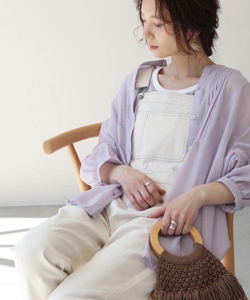 frames RAY CASSIN（フレームスレイカズン）の「【WEB限定】袖ボリュームピンタックチュニック２（シャツ/ブラウス・レディース・キナリ/オフホワイト/ラベンダー/ミント/バイオレット・FREE）」の4枚目の写真