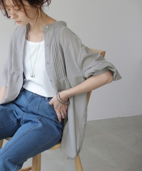 frames RAY CASSIN（フレームスレイカズン）の「【WEB限定】袖ボリュームピンタックチュニック２（シャツ/ブラウス・レディース・キナリ/オフホワイト/ラベンダー/ミント/バイオレット・FREE）」の5枚目の写真