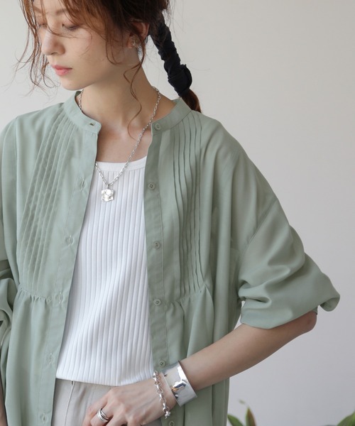 frames RAY CASSIN（フレームスレイカズン）の「【WEB限定】袖ボリュームピンタックチュニック２（シャツ/ブラウス・レディース・キナリ/オフホワイト/ラベンダー/ミント/バイオレット・FREE）」の3枚目の写真