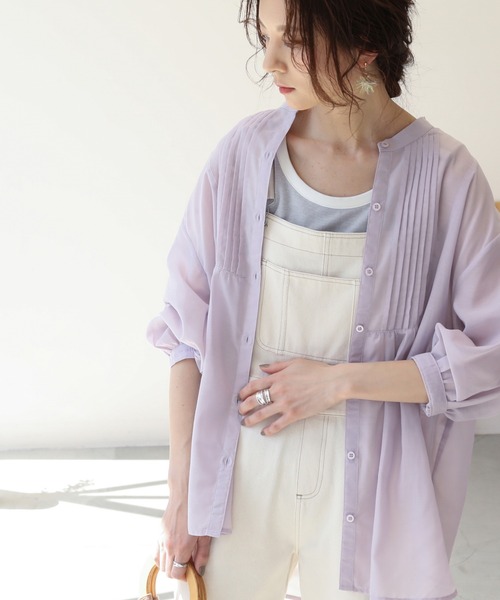 frames RAY CASSIN（フレームスレイカズン）の「【WEB限定】袖ボリュームピンタックチュニック２（シャツ/ブラウス・レディース・キナリ/オフホワイト/ラベンダー/ミント/バイオレット・FREE）」の9枚目の写真