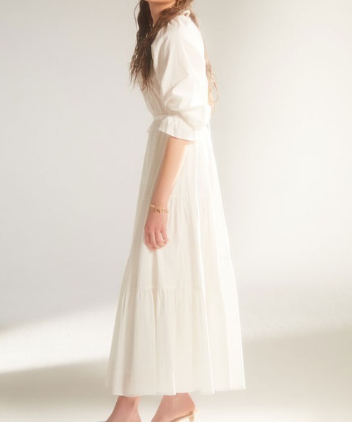 EIMY ISTOIRE（エイミーイストワール）の「リップルギャザーバックオープンワンピース（ワンピース・レディース・ミント/ブラック/ライトイエロー/ホワイト/ベージュ/ネイビー・FREE）」の16枚目の写真