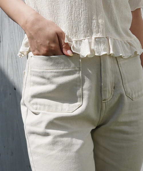 Cheek(チーク)の「【 - mimi - 】BIGポケットセミフレアパンツ(デニムパンツ・レディース・オフホワイト/ネイビー/サックスブルー/ミント/ピンクベージュ・SMALL/MEDIUM)」の17枚目の写真