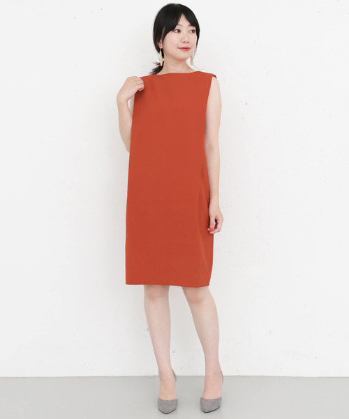 KBF+（ケービーエフプラス）の「KBF+　コクーンタックワンピース∴（ワンピース・レディース・オレンジ/グリーン系その他・ONE）」の2枚目の写真