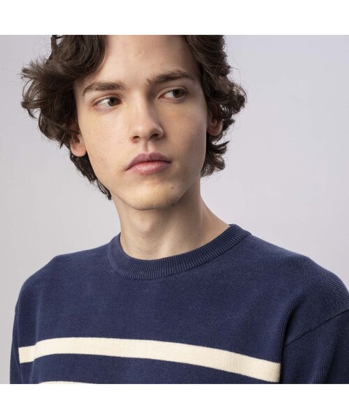 ラコステ クラシック ボーダー ウォッシュド ニットポロシャツ ブラウン LACOSTE（ラコステ）の「ウォッシュドニットボーダーTシャツ（T