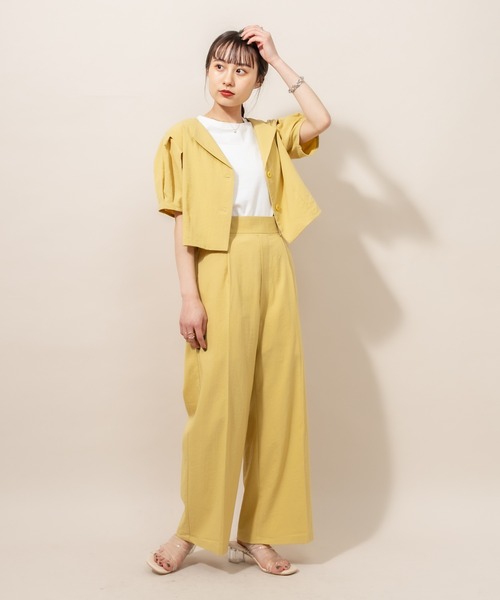 mline（エムライン）の「[mline] WEB限定 ワイドパンツ（その他パンツ・レディース・ベージュ/ピンク/イエロー/ブルー・1/2）」の3枚目の写真