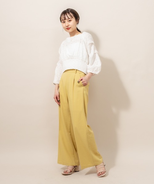 mline（エムライン）の「[mline] WEB限定 ワイドパンツ（その他パンツ・レディース・ベージュ/ピンク/イエロー/ブルー・1/2）」の11枚目の写真