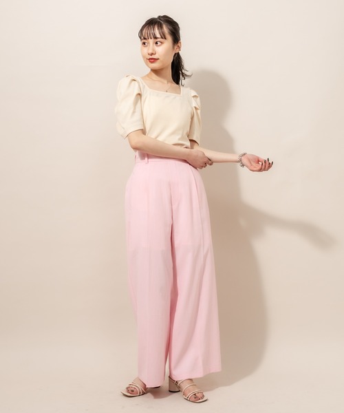 mline（エムライン）の「[mline] WEB限定 ワイドパンツ（その他パンツ・レディース・ベージュ/ピンク/イエロー/ブルー・1/2）」の9枚目の写真