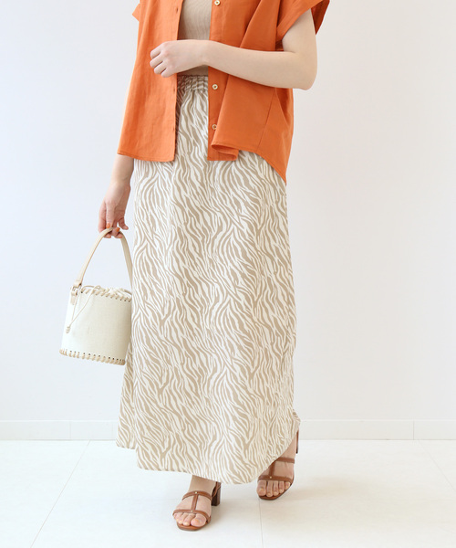 Simplicite（サンプリシテ）の「ゼブラプリントスカート◆（スカート・レディース・ブラック/ベージュ/ブラウン・FREE）」の3枚目の写真