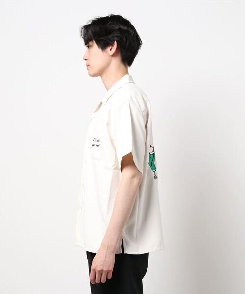 LB/S （エルビーエス）の「レトロ刺繍 半袖ビッグシルエットバックプリントオープンカラー（開襟）シャツ（シャツ/ブラウス・メンズ・グリーン/ベージュ/ホワイト/ブルー系その他・MEDIUM/LARGE）」の9枚目の写真