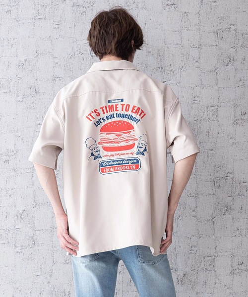 LB/S （エルビーエス）の「レトロ刺繍 半袖ビッグシルエットバックプリントオープンカラー（開襟）シャツ（シャツ/ブラウス・メンズ・グリーン/ベージュ/ホワイト/ブルー系その他・MEDIUM/LARGE）」の3枚目の写真