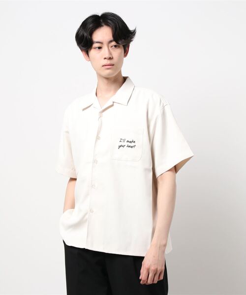 LB/S （エルビーエス）の「レトロ刺繍 半袖ビッグシルエットバックプリントオープンカラー（開襟）シャツ（シャツ/ブラウス・メンズ・グリーン/ベージュ/ホワイト/ブルー系その他・MEDIUM/LARGE）」の5枚目の写真