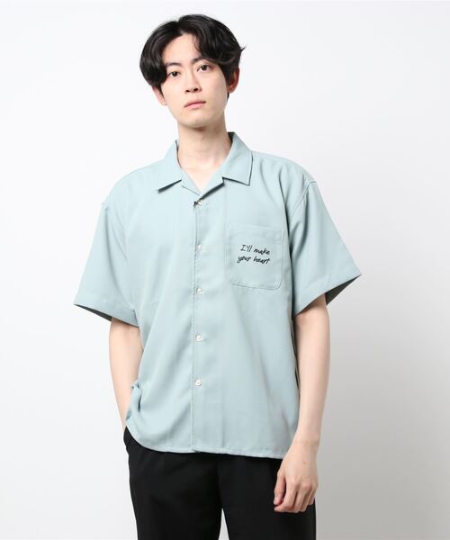 LB/S （エルビーエス）の「レトロ刺繍 半袖ビッグシルエットバックプリントオープンカラー（開襟）シャツ（シャツ/ブラウス・メンズ・グリーン/ベージュ/ホワイト/ブルー系その他・MEDIUM/LARGE）」の7枚目の写真