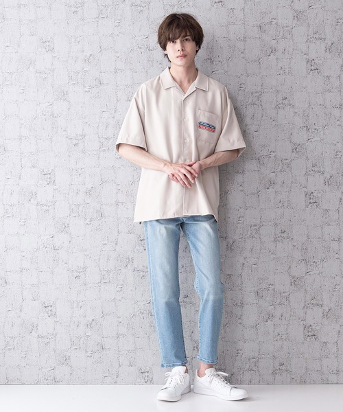 LB/S （エルビーエス）の「レトロ刺繍 半袖ビッグシルエットバックプリントオープンカラー（開襟）シャツ（シャツ/ブラウス・メンズ・グリーン/ベージュ/ホワイト/ブルー系その他・MEDIUM/LARGE）」の15枚目の写真