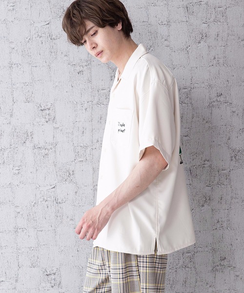 LB/S （エルビーエス）の「レトロ刺繍 半袖ビッグシルエットバックプリントオープンカラー（開襟）シャツ（シャツ/ブラウス・メンズ・グリーン/ベージュ/ホワイト/ブルー系その他・MEDIUM/LARGE）」の14枚目の写真