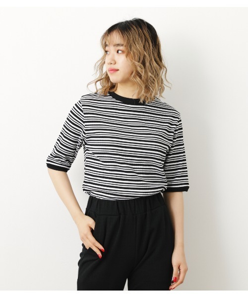 ボーダーリブトップス Tシャツ カットソー Rodeo Wide トップス Bowl ロデオクラウンズワイドボウル のファッション Crowns セール Rodeo Crowns