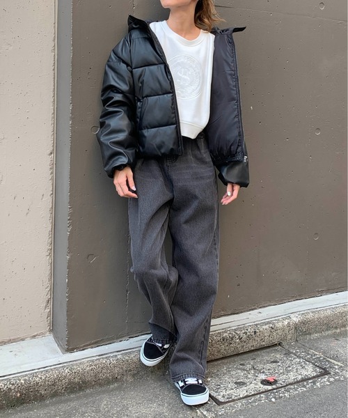 RASVOA(ラスボア)の「レザーフェイクダウンジャケット(ダウンジャケット/コート・レディース・ブラック・FREE)」の7枚目の写真