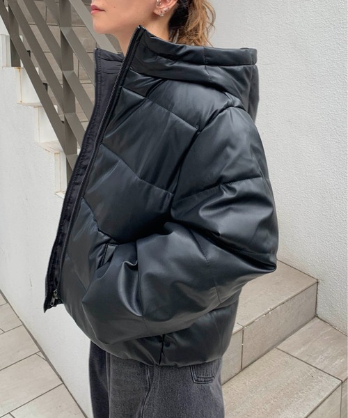 RASVOA(ラスボア)の「レザーフェイクダウンジャケット(ダウンジャケット/コート・レディース・ブラック・FREE)」の11枚目の写真