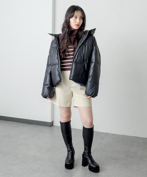 RASVOA(ラスボア)の「レザーフェイクダウンジャケット(ダウンジャケット/コート・レディース・ブラック・FREE)」の18枚目の写真