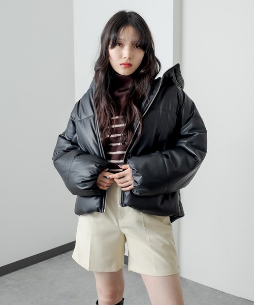 RASVOA(ラスボア)の「レザーフェイクダウンジャケット(ダウンジャケット/コート・レディース・ブラック・FREE)」の14枚目の写真