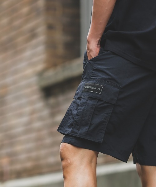 ESTRELLA（エストレラ）の「【ESTRELLA】 ナイロン カーゴ ショートパンツ 0107-ES002（カーゴパンツ・メンズ・ブラック・SMALL/MEDIUM/LARGE）」の3枚目の写真