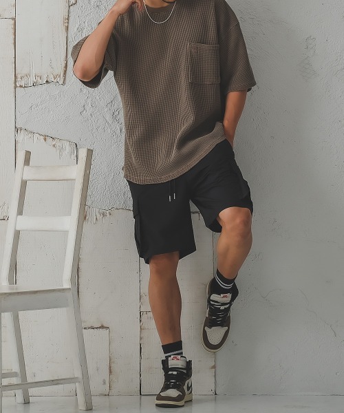 ESTRELLA（エストレラ）の「【ESTRELLA】 ナイロン カーゴ ショートパンツ 0107-ES002（カーゴパンツ・メンズ・ブラック・SMALL/MEDIUM/LARGE）」の4枚目の写真