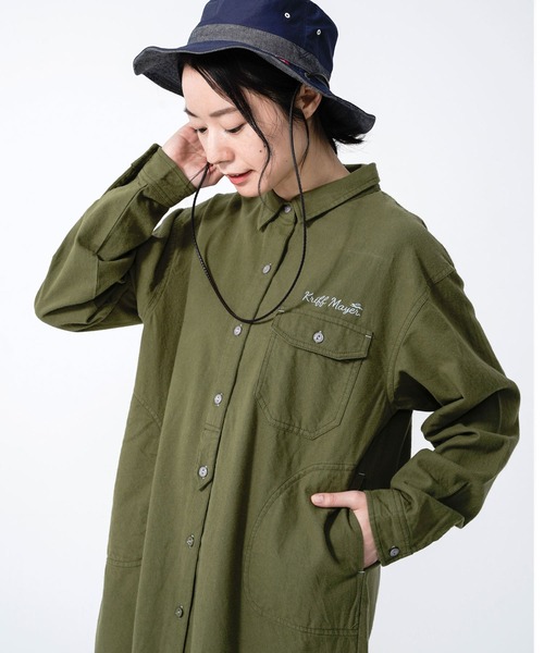 KRIFF MAYER Lady's Collection（クリフメイヤーレディースコレクション）の「ビエラ無地ワンピース（シャツワンピース・レディース・ベージュ/カラフル/ネイビー/オリーブ/オフホワイト・LARGE/MEDIUM）」の10枚目の写真