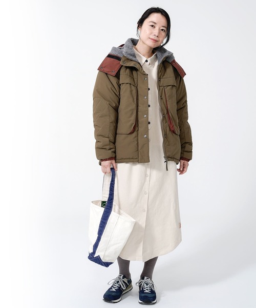 KRIFF MAYER Lady's Collection（クリフメイヤーレディースコレクション）の「ビエラ無地ワンピース（シャツワンピース・レディース・ベージュ/カラフル/ネイビー/オリーブ/オフホワイト・LARGE/MEDIUM）」の11枚目の写真