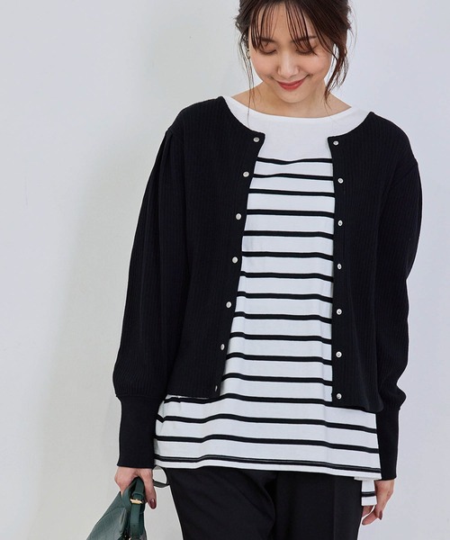 ROPE' PICNIC（ロペピクニック）の「【2WAY】カットテレコカーディガン（カーディガン/ボレロ・レディース・ブラック/キナリ/イエロー・38）」の3枚目の写真