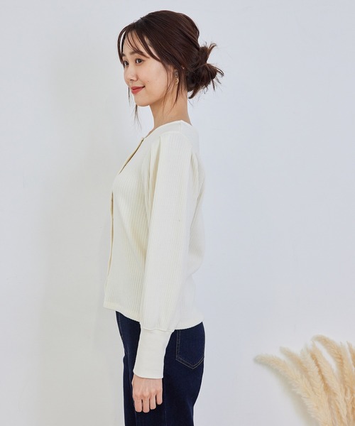 ROPE' PICNIC（ロペピクニック）の「【2WAY】カットテレコカーディガン（カーディガン/ボレロ・レディース・ブラック/キナリ/イエロー・38）」の16枚目の写真