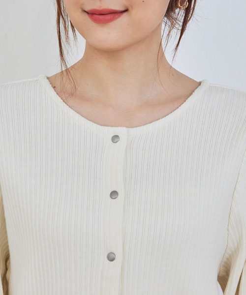 ROPE' PICNIC（ロペピクニック）の「【2WAY】カットテレコカーディガン（カーディガン/ボレロ・レディース・ブラック/キナリ/イエロー・38）」の14枚目の写真