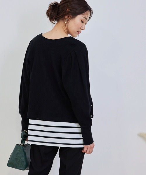 ROPE' PICNIC（ロペピクニック）の「【2WAY】カットテレコカーディガン（カーディガン/ボレロ・レディース・ブラック/キナリ/イエロー・38）」の11枚目の写真