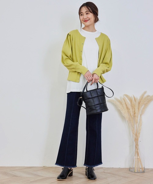 ROPE' PICNIC（ロペピクニック）の「【2WAY】カットテレコカーディガン（カーディガン/ボレロ・レディース・ブラック/キナリ/イエロー・38）」の8枚目の写真