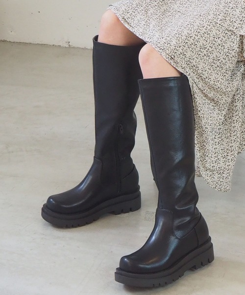 tiptop（ティップトップ）の「ボリュームソールロングブーツ（ブーツ・レディース・ブラック/ブラウン・M/L）」の4枚目の写真