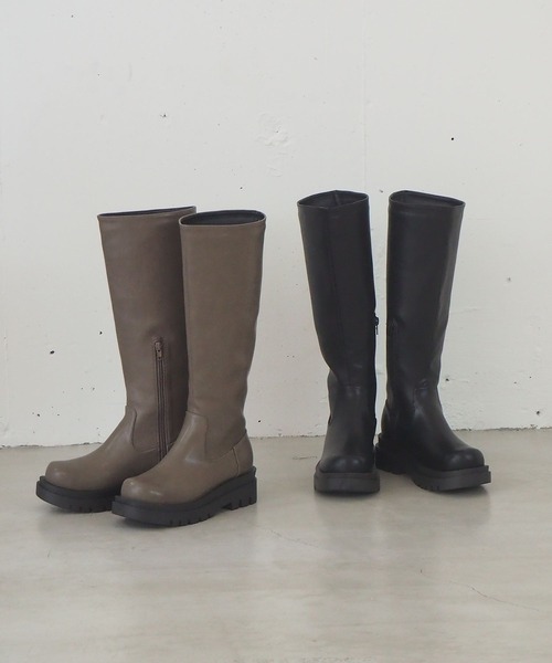 tiptop（ティップトップ）の「ボリュームソールロングブーツ（ブーツ・レディース・ブラック/ブラウン・M/L）」の3枚目の写真