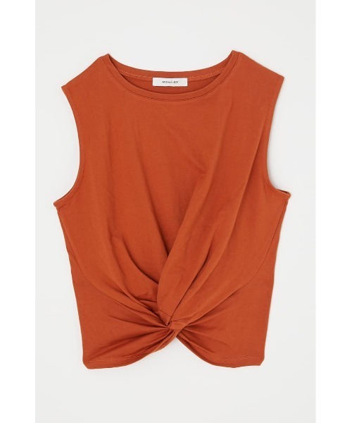 MOUSSY(マウジー)の「FRONT TWIST CROPPED トップス(タンクトップ・レディース・ブラック/ホワイト系その他/グリーン系その他/オレンジ・FREE)」の4枚目の写真