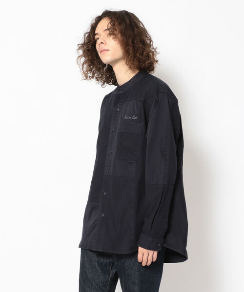 AVIREX（アヴィレックス）の「マテリアル パッチワーク バンドカラー シャツ / LONG SLEEVE MATERIAL PATCHWORK BAND COLLAR SHIRT / アヴィレックス / AVIREX（シャツ/ブラウス・メンズ・カーキ/オリーブ/ネイビー・X-LARGE/MEDIUM/XX-LARGE/LARGE）」の3枚目の写真