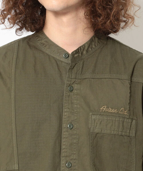 AVIREX（アヴィレックス）の「マテリアル パッチワーク バンドカラー シャツ / LONG SLEEVE MATERIAL PATCHWORK BAND COLLAR SHIRT / アヴィレックス / AVIREX（シャツ/ブラウス・メンズ・カーキ/オリーブ/ネイビー・X-LARGE/MEDIUM/XX-LARGE/LARGE）」の6枚目の写真