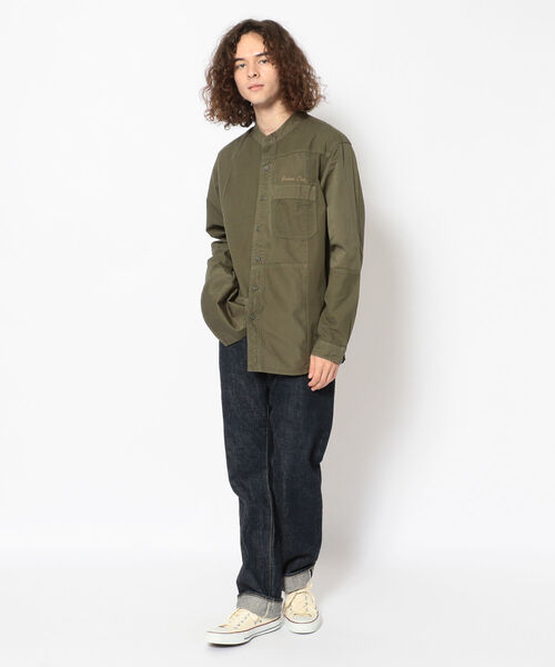 AVIREX（アヴィレックス）の「マテリアル パッチワーク バンドカラー シャツ / LONG SLEEVE MATERIAL PATCHWORK BAND COLLAR SHIRT / アヴィレックス / AVIREX（シャツ/ブラウス・メンズ・カーキ/オリーブ/ネイビー・X-LARGE/MEDIUM/XX-LARGE/LARGE）」の12枚目の写真