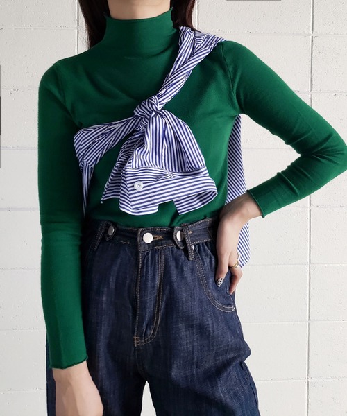 me+em select(ミームセレクト)の「※※【 14色展開 】長袖ハイネックカラー薄手ニットトップス(ニット/セーター・レディース・ホワイト/ブラック/ダークグリーン/ブラウン/グレー/レッド/ピンク/イエロー/グリーン/アイボリー/ダークブルー/キャメル/バーガンディー/ワイン/モカ/ベージュ・FREE)」の8枚目の写真