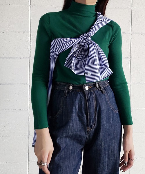 me+em select(ミームセレクト)の「※※【 14色展開 】長袖ハイネックカラー薄手ニットトップス(ニット/セーター・レディース・ホワイト/ブラック/ダークグリーン/ブラウン/グレー/レッド/ピンク/イエロー/グリーン/アイボリー/ダークブルー/キャメル/バーガンディー/ワイン/モカ/ベージュ・FREE)」の20枚目の写真