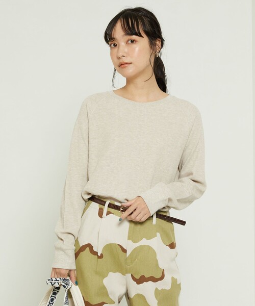 FREAK'S STORE（フリークスストア）の「ワッフルプルオーバー（Tシャツ/カットソー・レディース・ナチュラル/レンガ/その他13/オフホワイト/ブラック・ﾌﾘ-）」の4枚目の写真