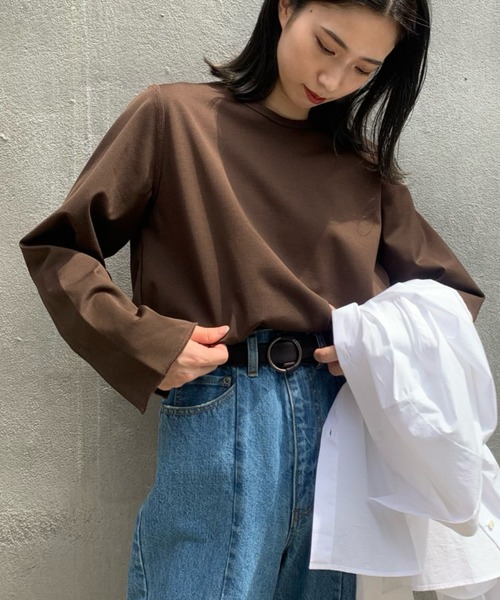 So_lemn（ソレム）の「【So_lemn/ソレム】袖スリットロンT（Tシャツ/カットソー・レディース・ブラウン/オフホワイト/グリーン・FREE）」の3枚目の写真